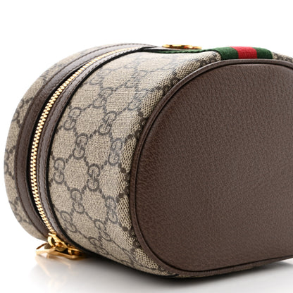 Gucci GG Supreme Monogram Textured Calfskin Web Ophidia Vanity Cosmetic Case Beige Ebony New Acero 9 of 11