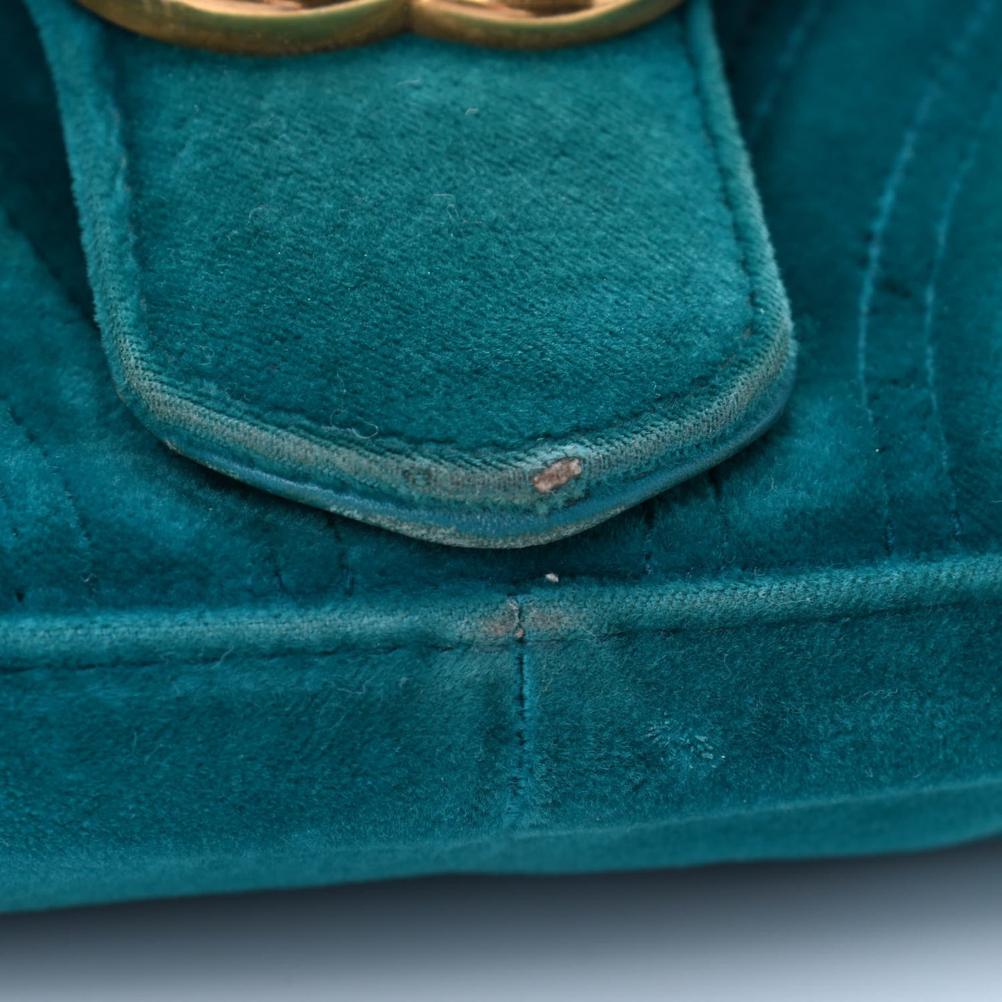 Velvet Matelasse Small GG Marmont Shoulder Bag Pavone Cyan