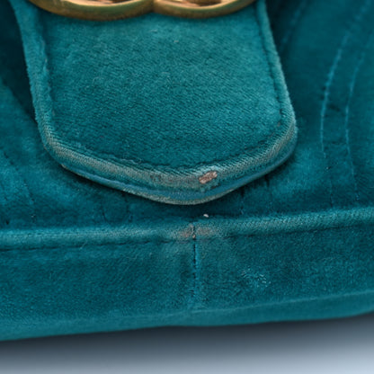 Gucci Velvet Matelasse Small GG Marmont Shoulder Bag Pavone Cyan 7 of 11