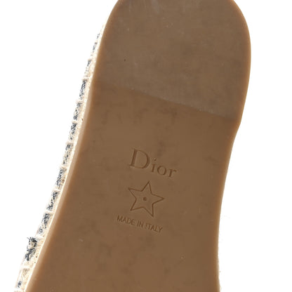 Christian Dior Oblique Chambray Raffia Effect Granville 15mm Espadrilles 38.5 Chambray Blue Ecru 7 of 9