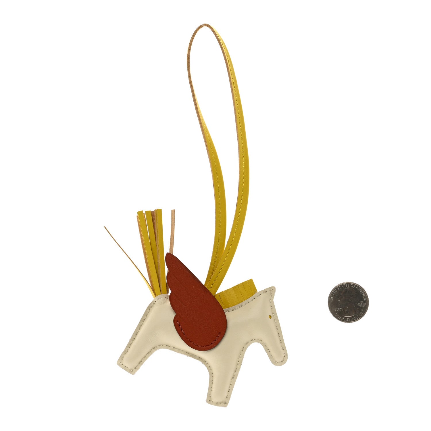 Hermes Milo Lambskin Grigri Rodeo Pegase Horse Bag Charm PM Craie Jaune de Naples Cuivre 2 of 4