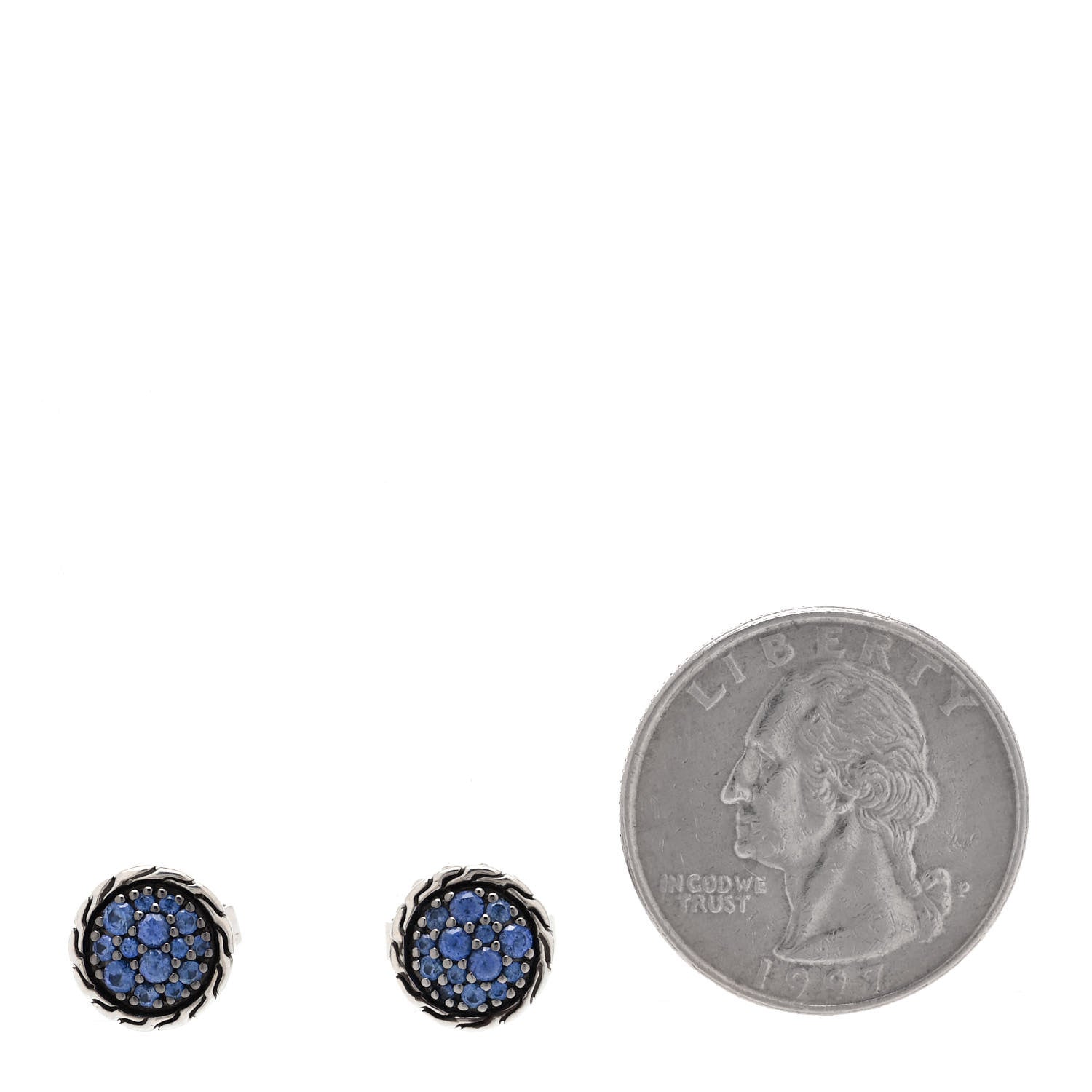 John Hardy Sterling Silver Blue Sapphire Classic Chain Stud Earrings 2 of 4