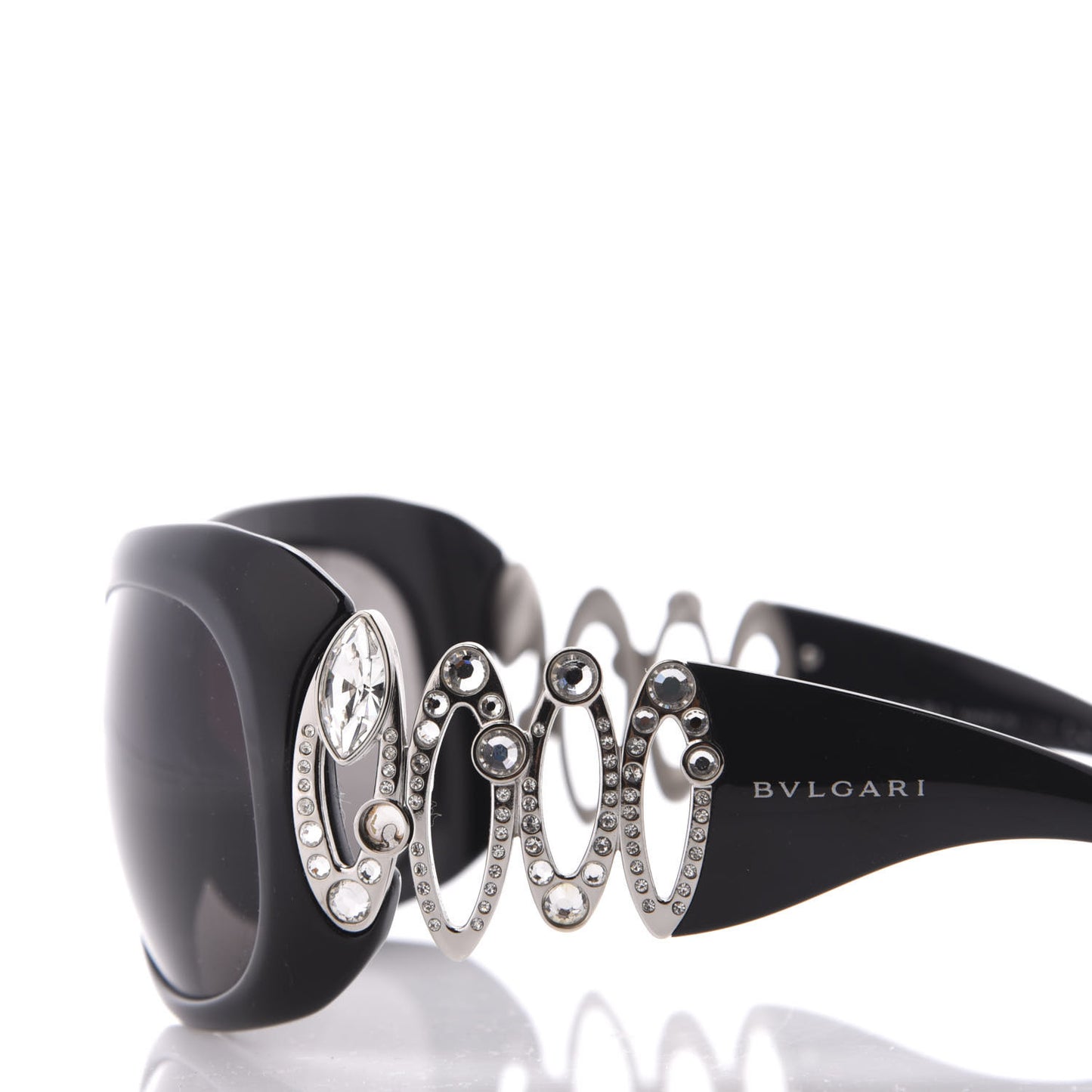 Oval Crystal 8016-B Sunglasses Black