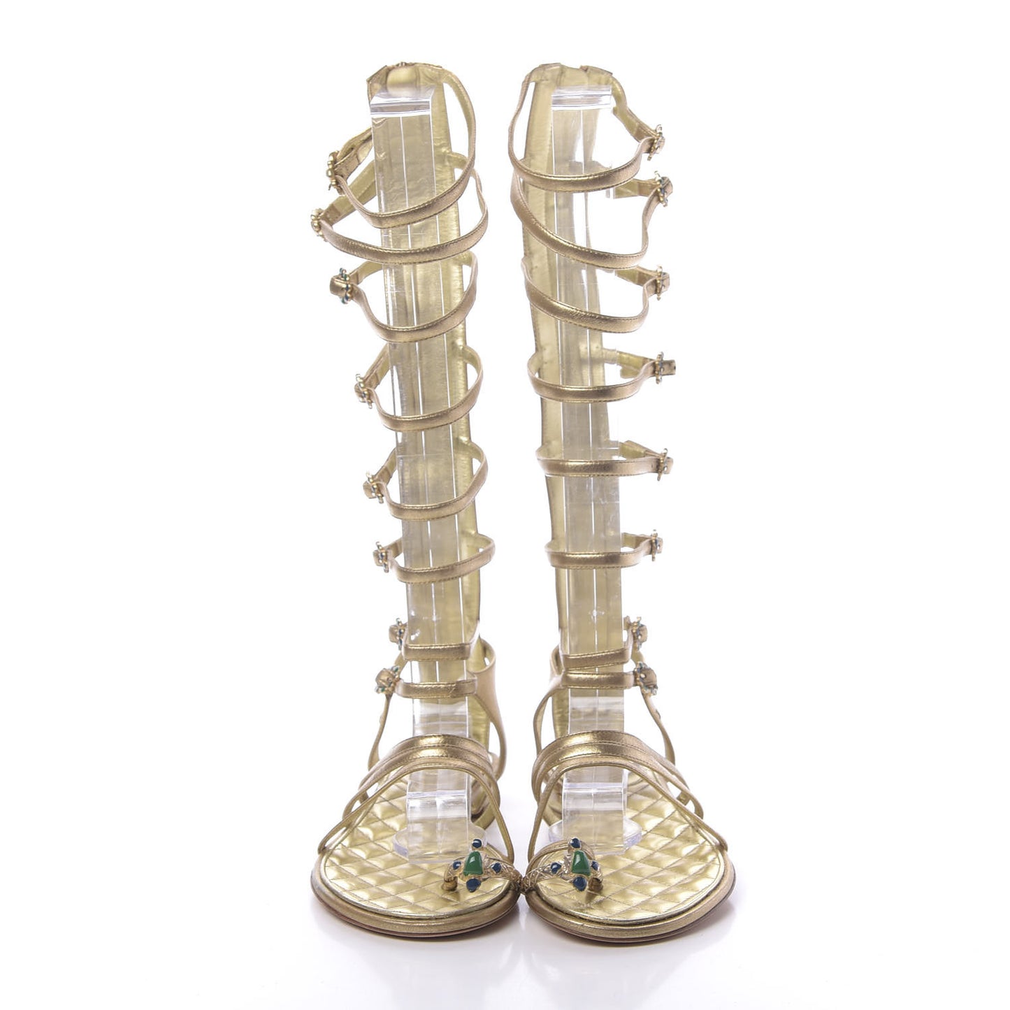 Metallic Lambskin Gripoix Gladiator Sandals 36.5 Gold