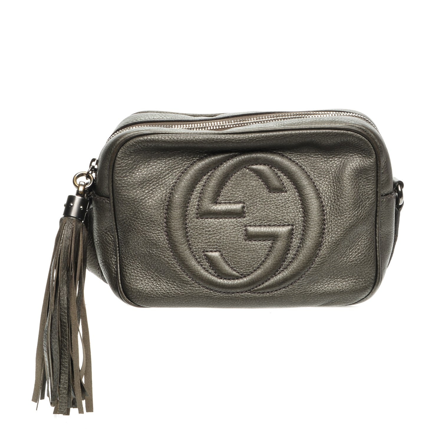 Gucci Metallic Pebbled Calfskin Small Soho Disco Bag Sasso 1 of 9