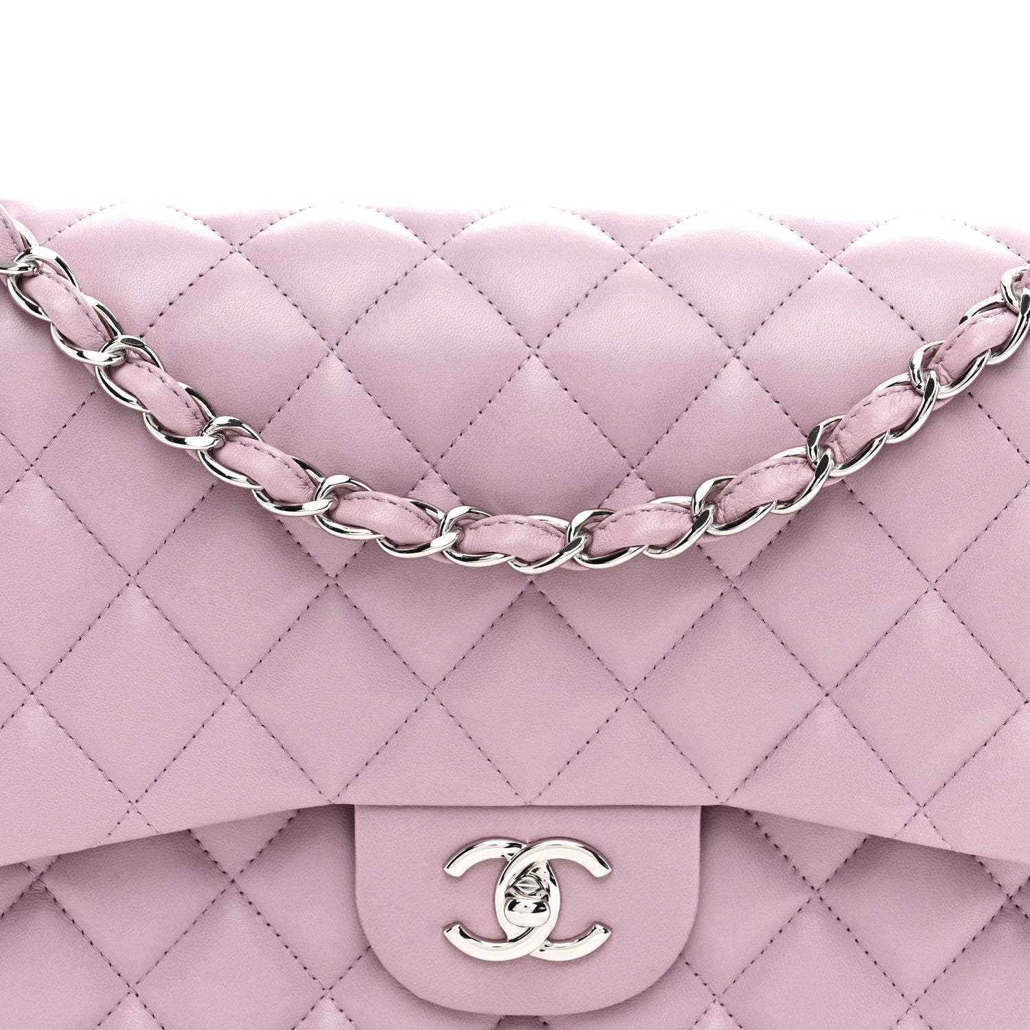 Chanel Lambskin Quilted Jumbo Double Flap Light Purple 8 of 11