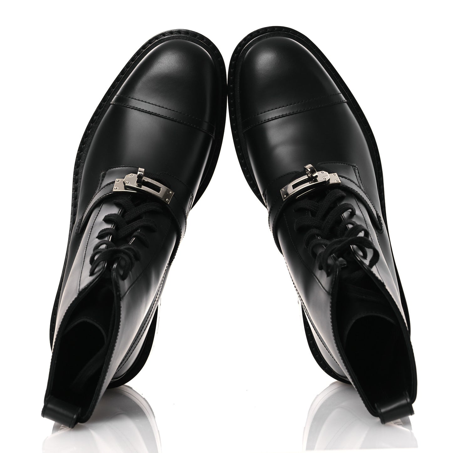 Glossed Calfskin Funk Ankle Boots 38.5 Black