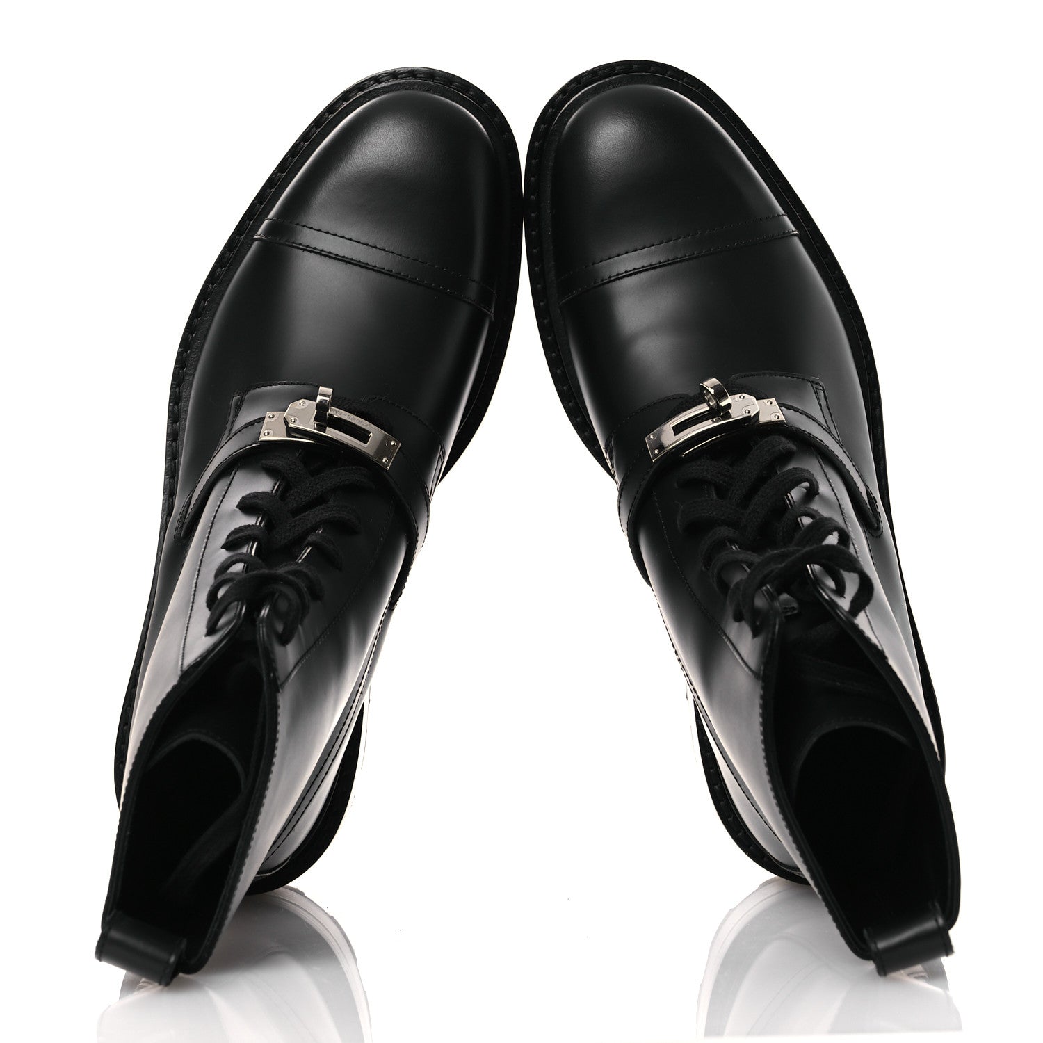 Hermes Glossed Calfskin Funk Ankle Boots 38.5 Black 2 of 11