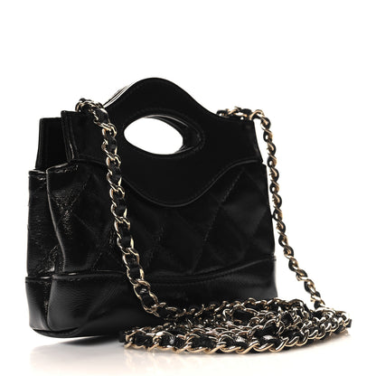 Chanel Shiny Lambskin Quilted Micro 31 Clutch With Chain Black 3 of 11