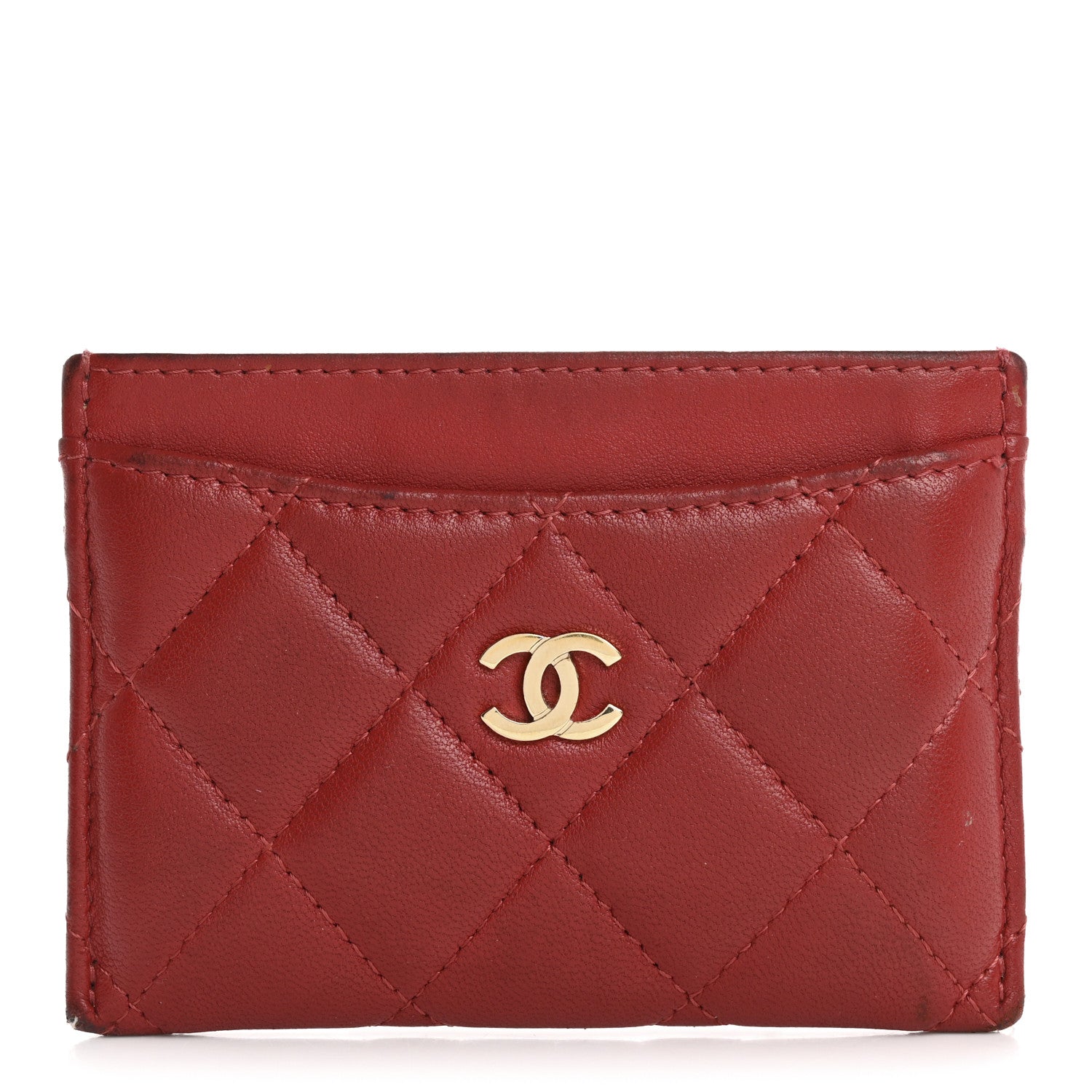 Chanel Lambskin Quilted Card Holder Red 1 of 15