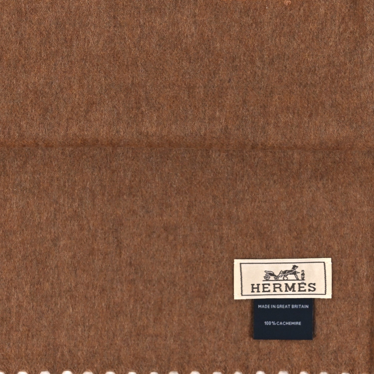 Hermes Cashmere Fringe Scarf Brown 3 of 3