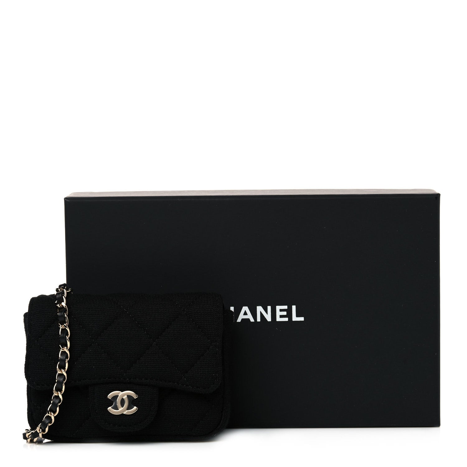 Chanel Jersey Quilted Flap Chain Waist Bag Black 11 of 11