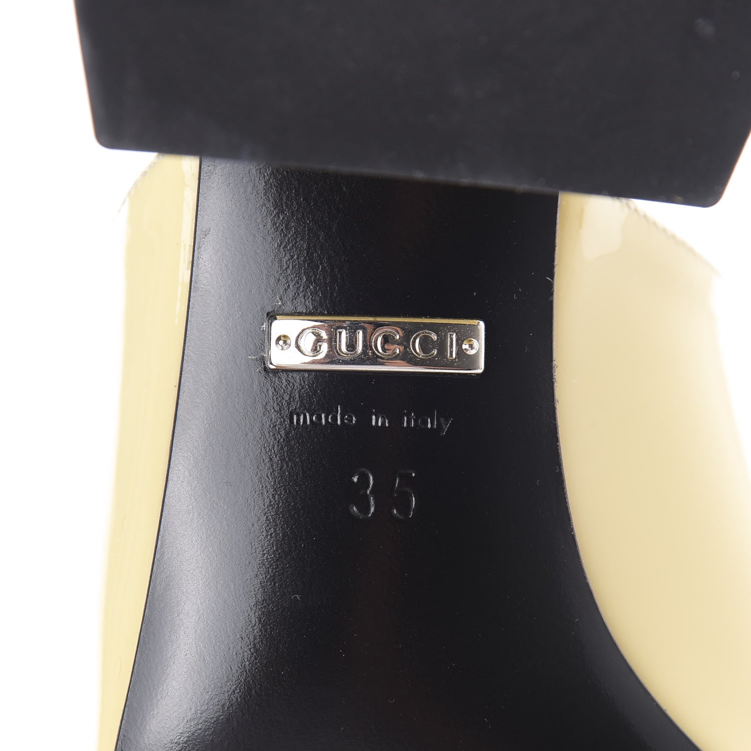 Gucci Patent Lexi Horsebit Mid-Heel Slide Sandals 35 Burro 6 of 7
