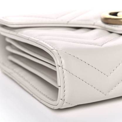 Gucci Calfskin Matelasse GG Marmont Chain Wallet Mystic White 9 of 14