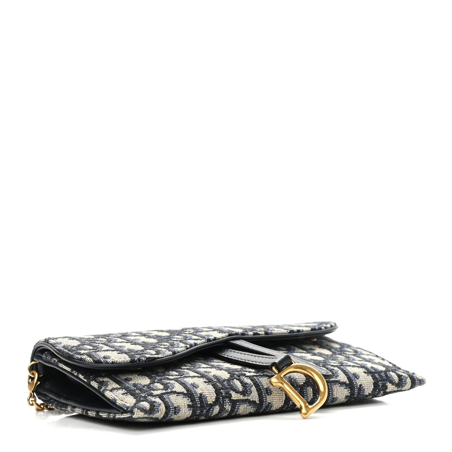 Oblique Saddle Chain Long Wallet Blue