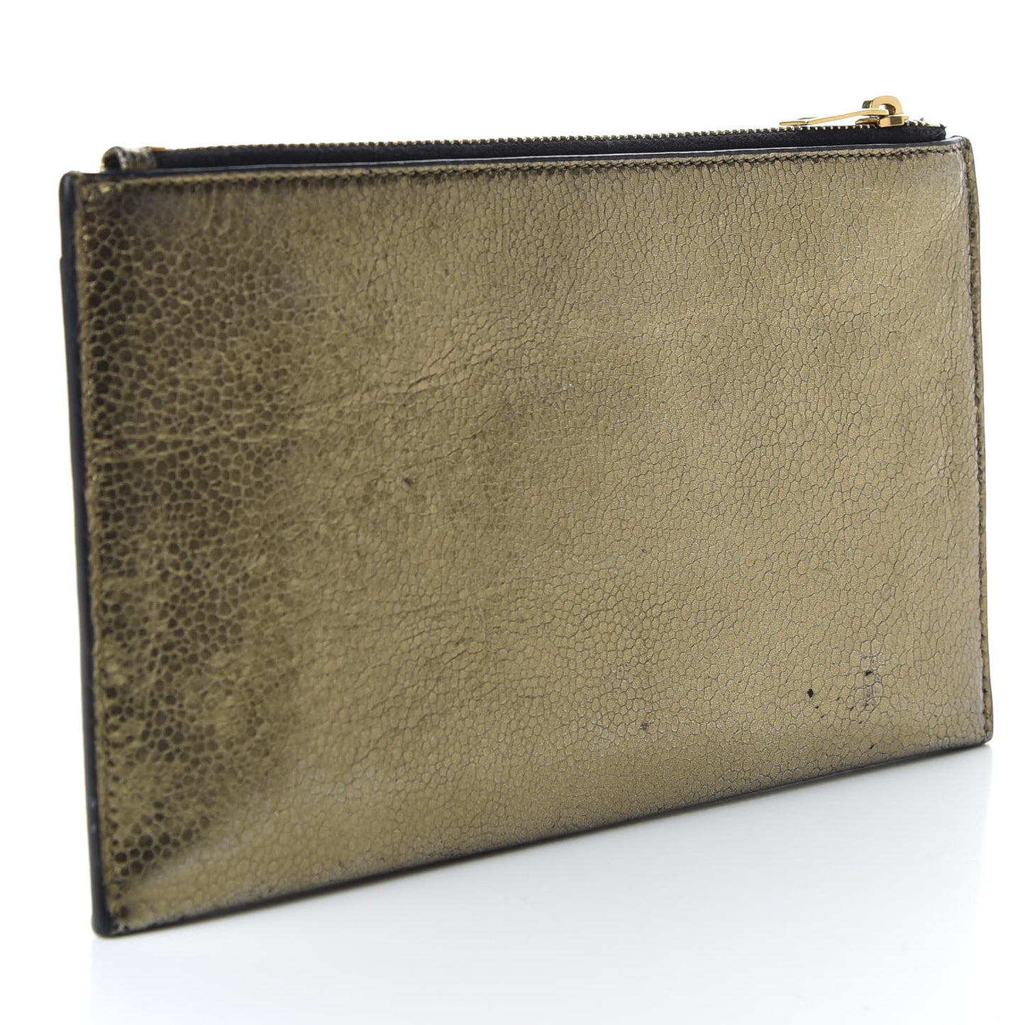 Metallic Grain De Poudre Monogram Bill Pouch Gold