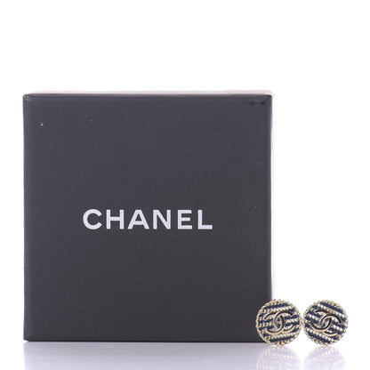 Chanel Metal Chain CC Round Earrings Gold Blue 6 of 6