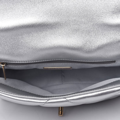 Chanel Metallic Goatskin Quilted Medium Chanel 19 Flap Silver 4 of 4