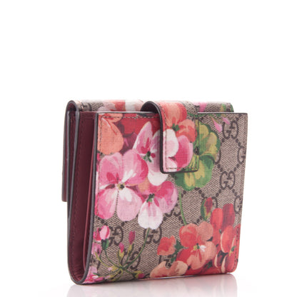 Gucci GG Supreme Monogram Blooms French Flap Wallet Beige Multicolor Dry Rose 3 of 7