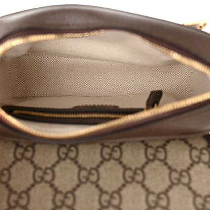 Gucci GG Supreme Monogram Textured Dollar Calfskin Mini Ophidia Flap Shoulder Bag Beige Ebony New Acero 5 of 10