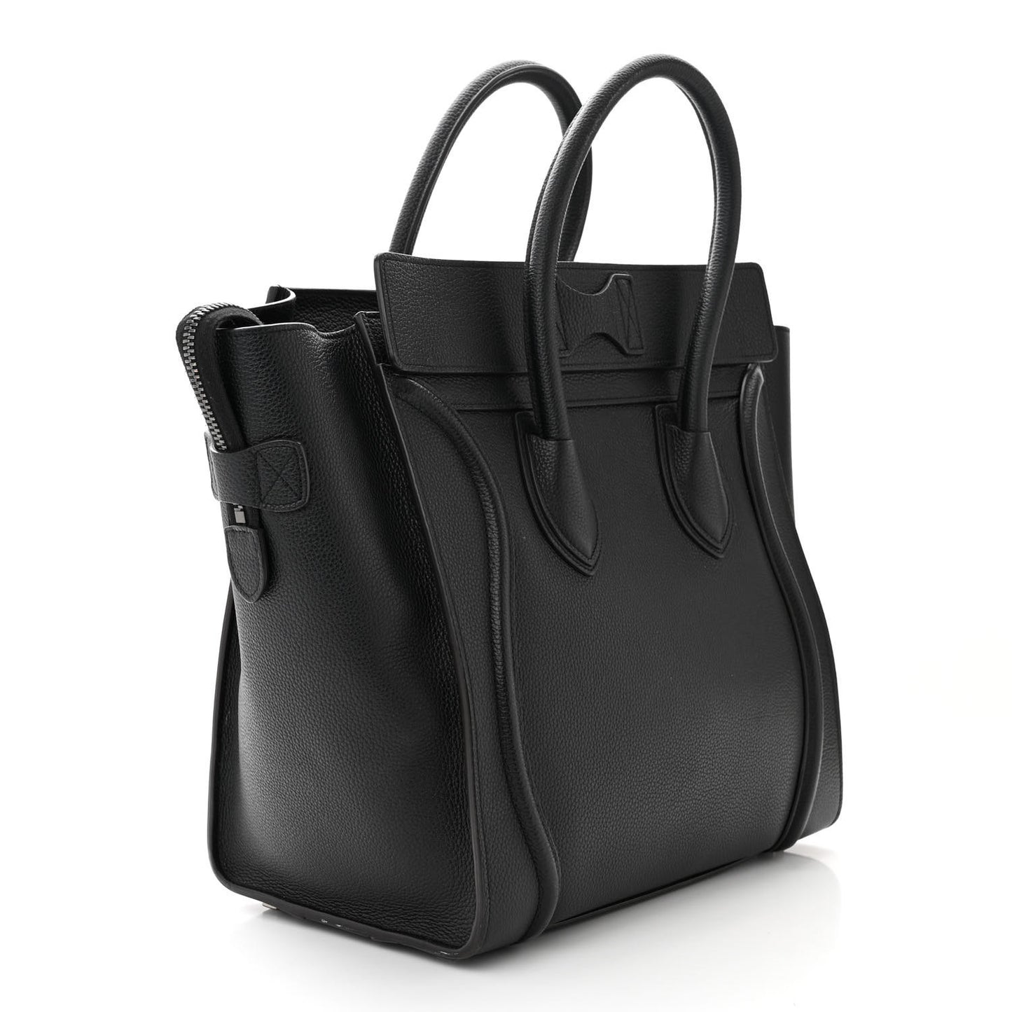 Drummed Calfskin Mini Luggage Black