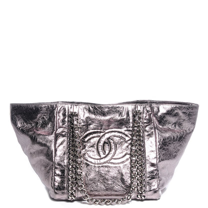 Chanel Metallic Cracked Calfskin Modern Chain Tote Dark Silver 1 of 7