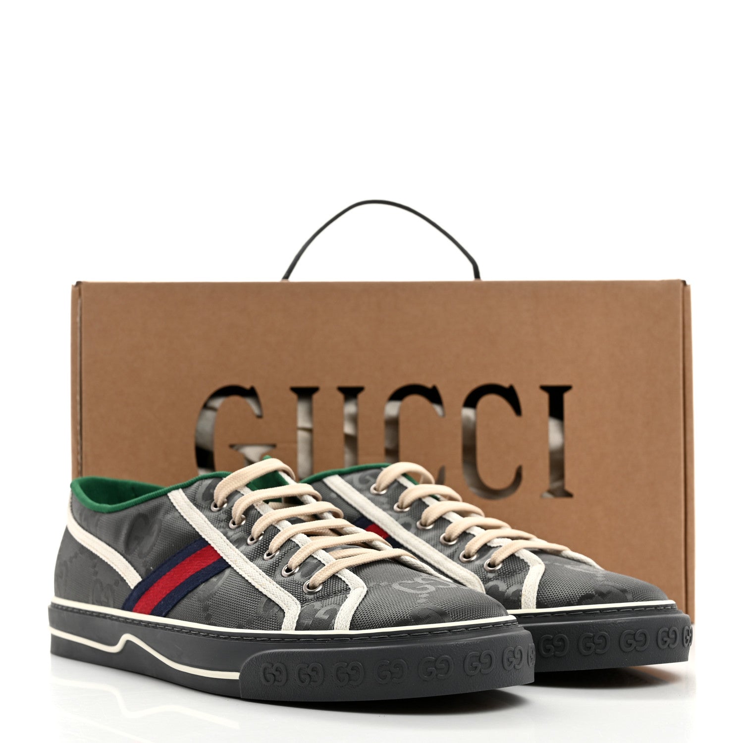 Gucci Econyl Nylon Web Monogram Off The Grid Mens 1977 Tennis Sneakers 12  12 Dark Grey 8 of 8
