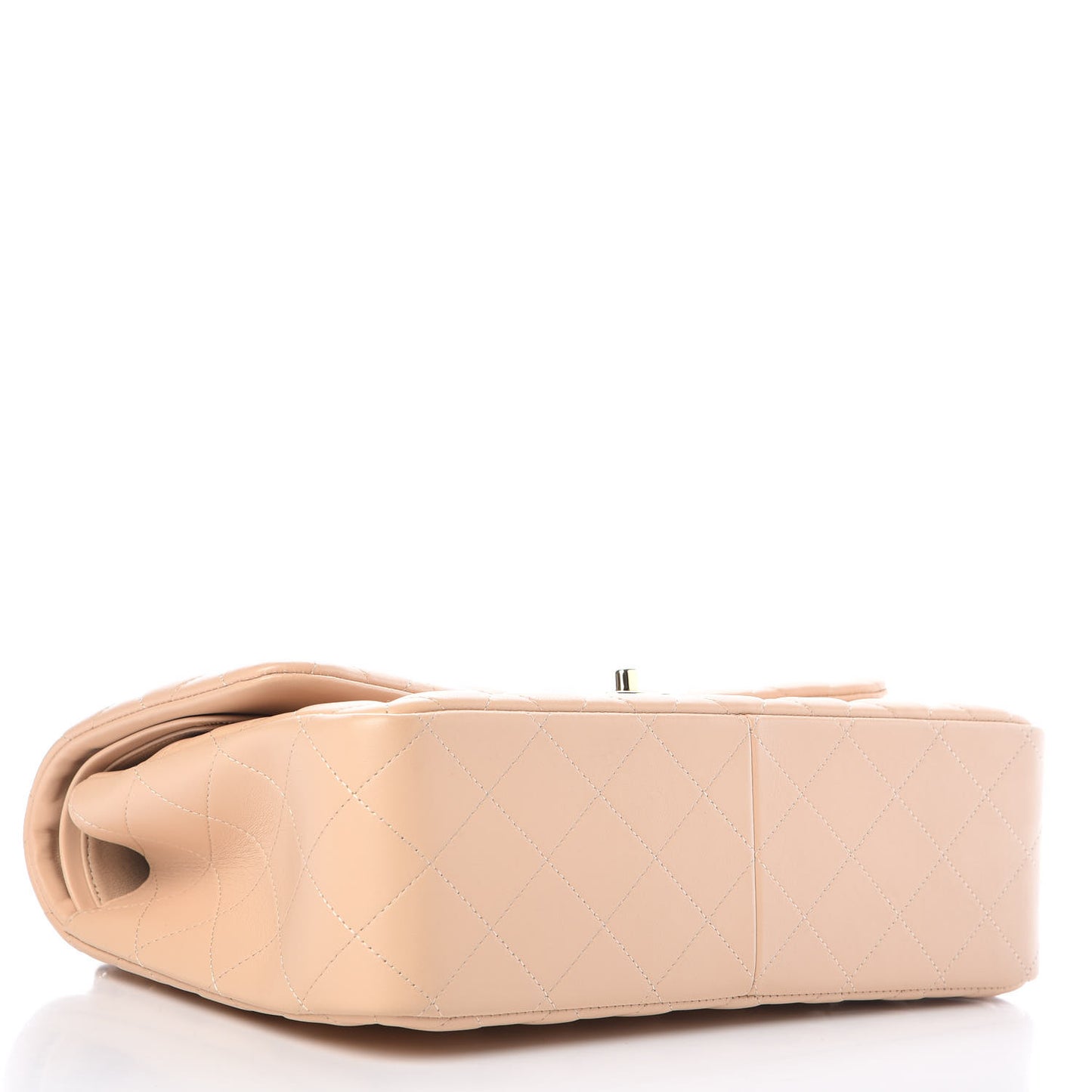 Lambskin Quilted Jumbo Double Flap Light Beige