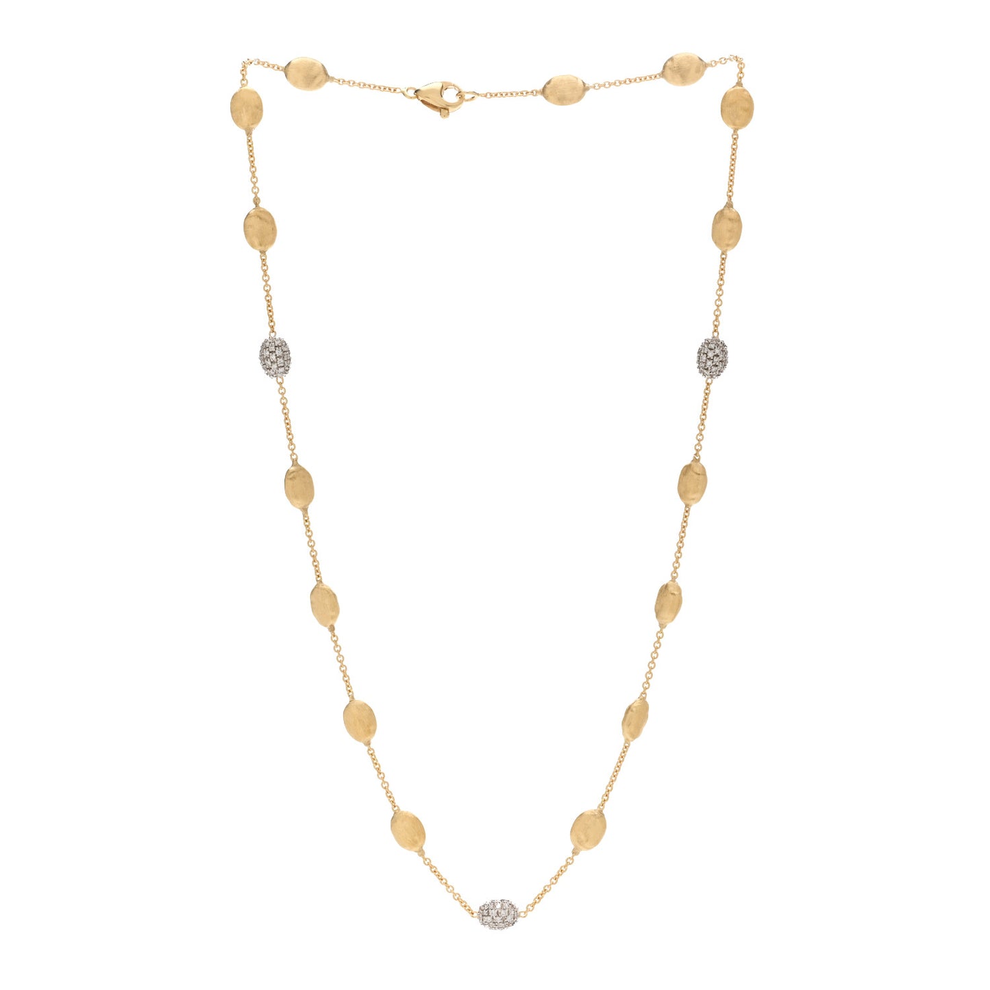 18K Yellow Gold Diamond Siviglia Small Bead Short Necklace