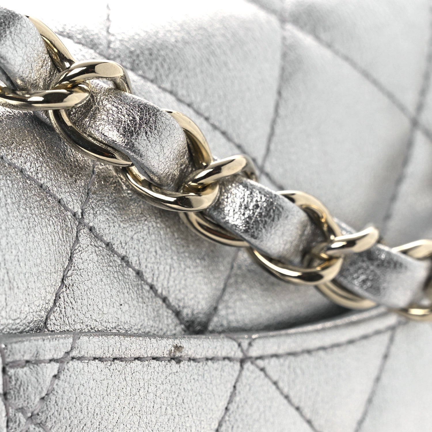 Chanel Metallic Lambskin Quilted Mini Rectangular Flap Silver 12 of 15