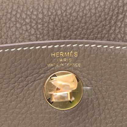 Hermes Taurillon Clemence Mini Lindy 20 Etoupe 8 of 9