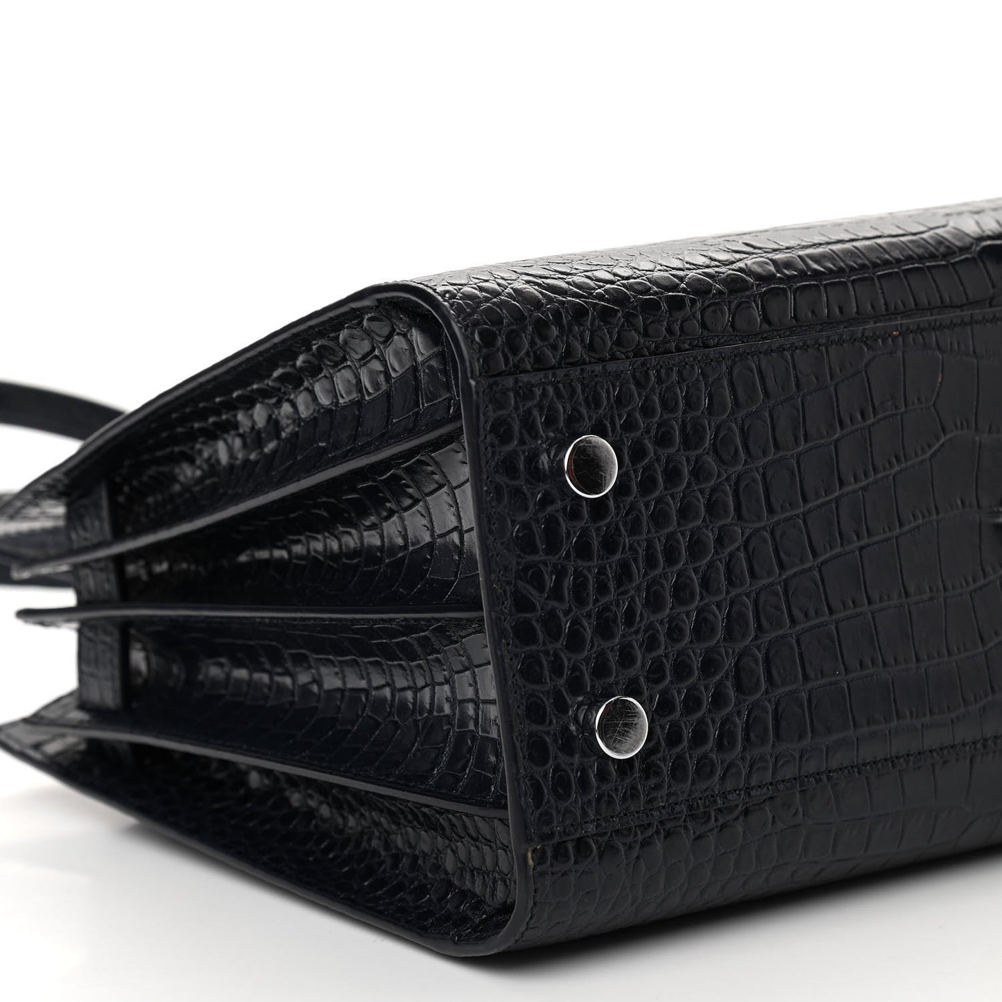 Calfskin Crocodile Embossed Baby Sac De Jour Navy
