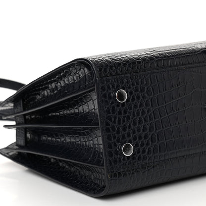 Saint Laurent Calfskin Crocodile Embossed Baby Sac De Jour Navy 9 of 10