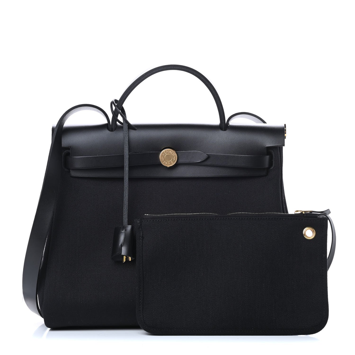 Hermes Military Toile Vache Hunter Herbag Zip PM 31 Black 1 of 12