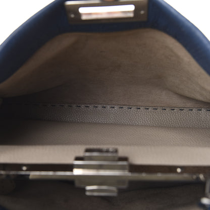 Fendi Cuoio Romano Selleria Bi-Color Medium Peekaboo Iconic Satchel Blue Latte 6 of 11