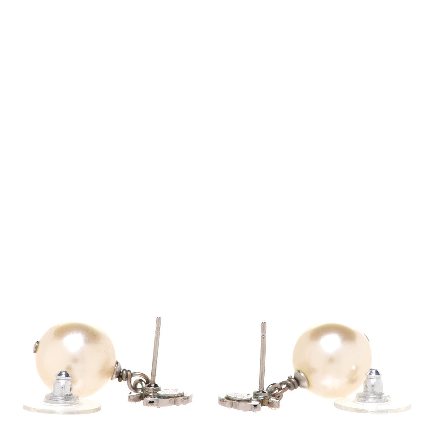 Crystal Pearl CC Drop Earrings Gold