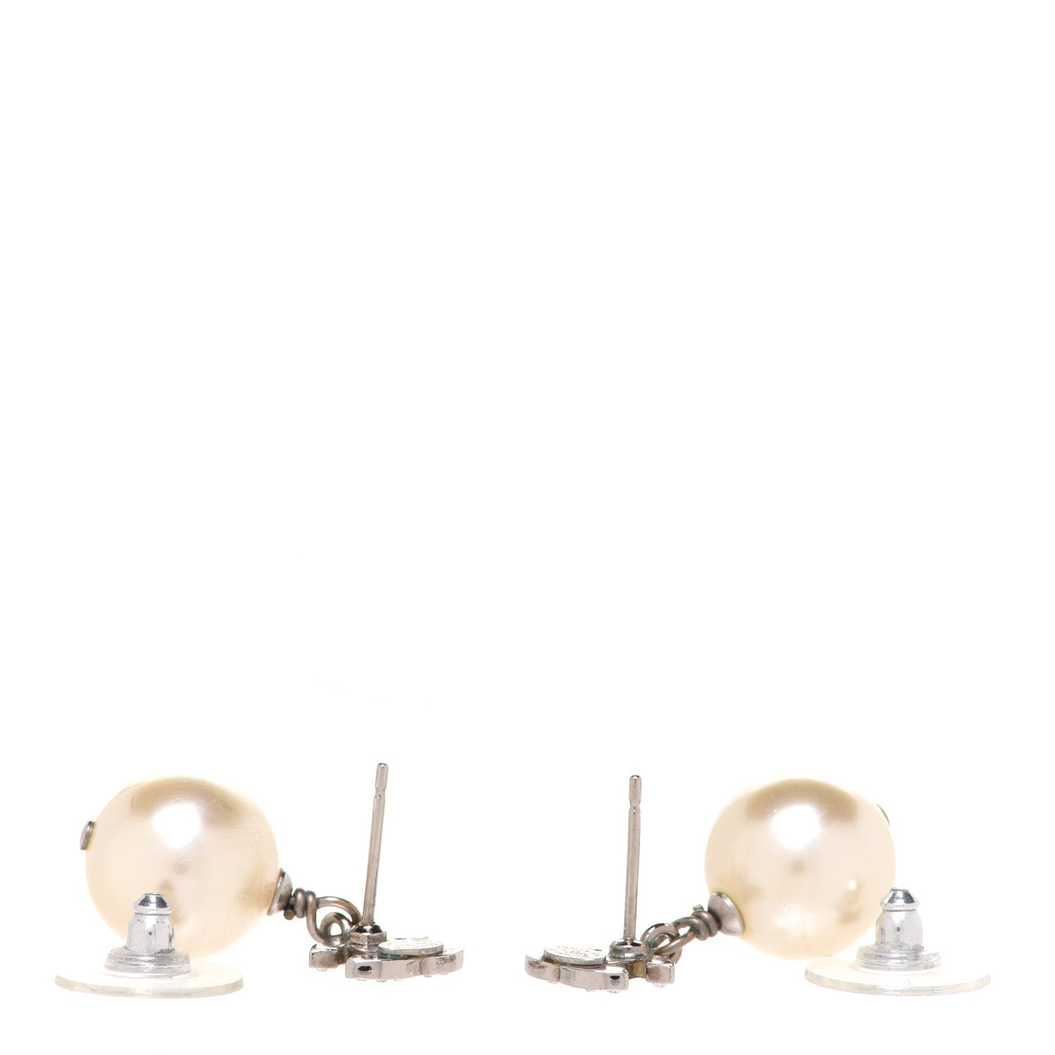 Chanel Crystal Pearl CC Drop Earrings Gold 3 of 5