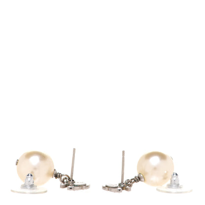 Chanel Crystal Pearl CC Drop Earrings Gold 3 of 5