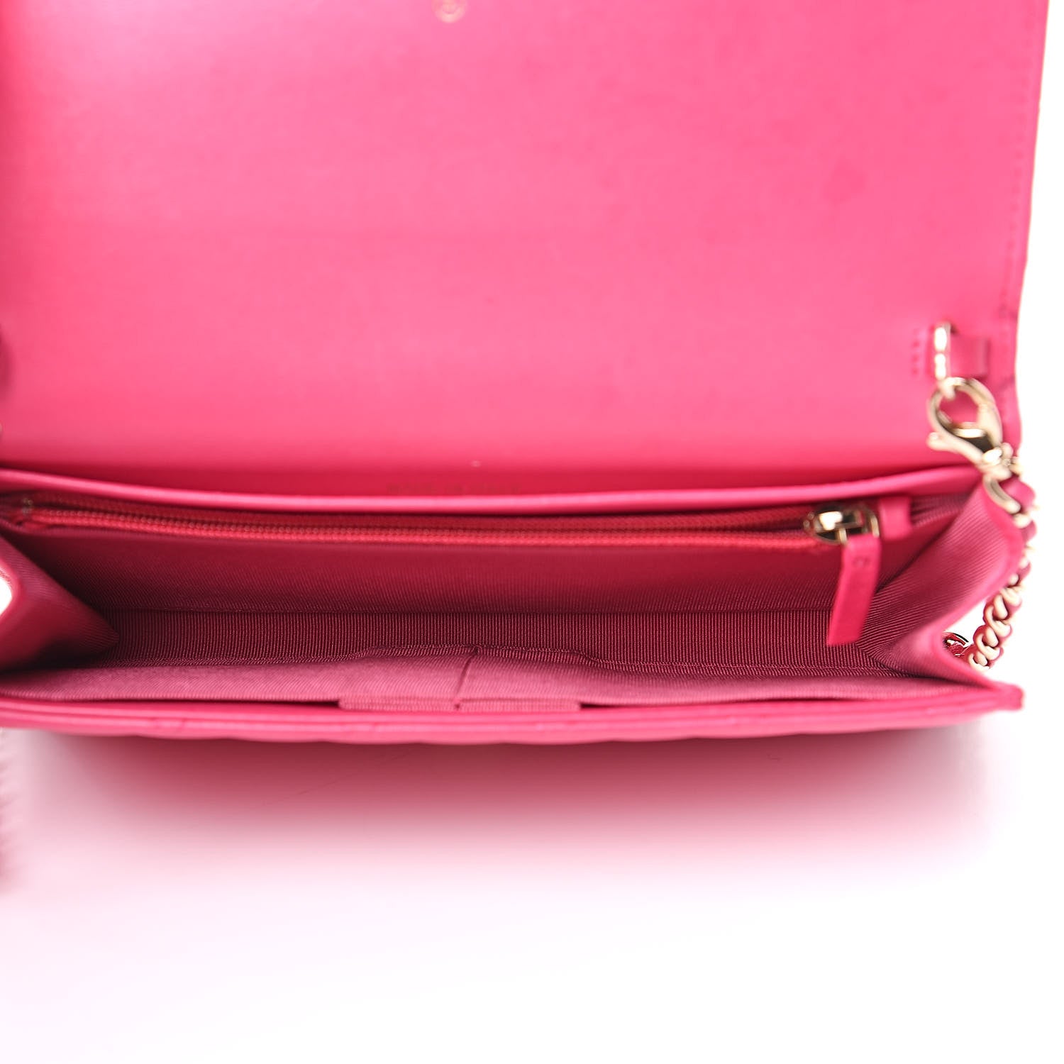 Chanel Lambskin Quilted Wallet on Removable Chain Fuchsia 5 of 16