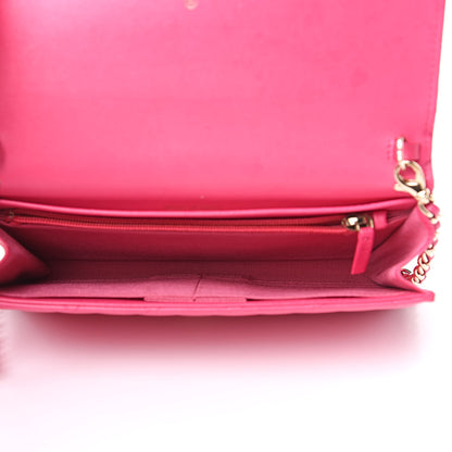 Chanel Lambskin Quilted Wallet on Removable Chain Fuchsia 5 of 16