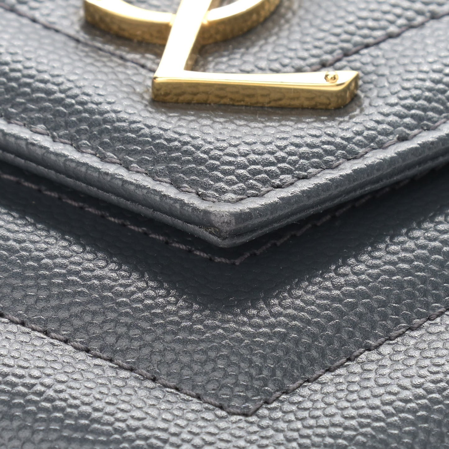 Grain De Poudre Matelasse Chevron Monogram Chain Wallet Dark Smog