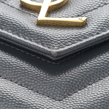 Saint Laurent Grain De Poudre Matelasse Chevron Monogram Chain Wallet Dark Smog 11 of 11