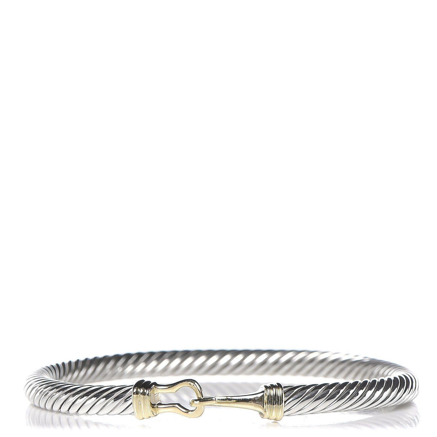 David Yurman Sterling Silver 14K Yellow Gold 5mm Cable Classic Buckle Bracelet 1 of 4