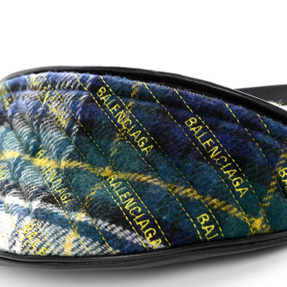 Balenciaga Wool Plaid Diagonal Allover Logo Matelasse XS Souvenir Belt Bag Green Blue Yellow 9 of 10