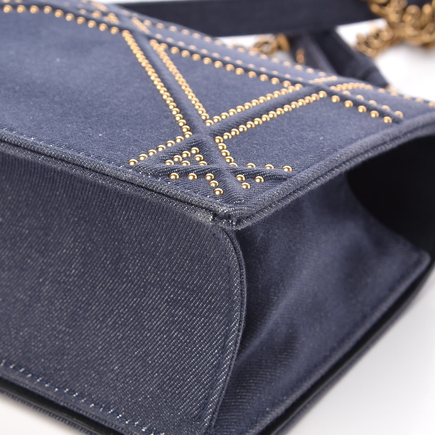 Christian Dior Denim Studded Medium Diorama Flap Bag Blue 12 of 12