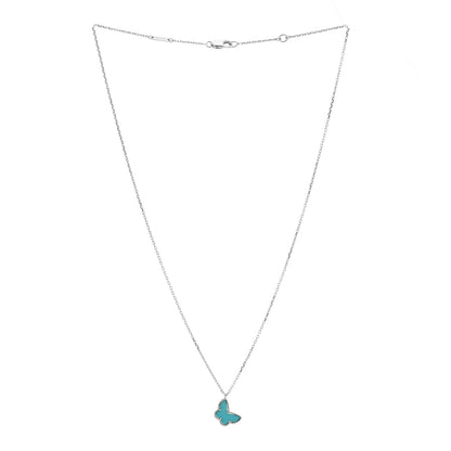 Van Cleef & Arpels 18K White Gold Turquoise Sweet Alhambra Butterfly Pendant Necklace 3 of 6