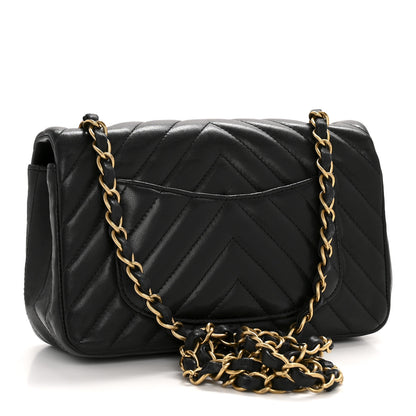 Chanel Lambskin Chevron Quilted Mini Rectangular Flap Black 3 of 12