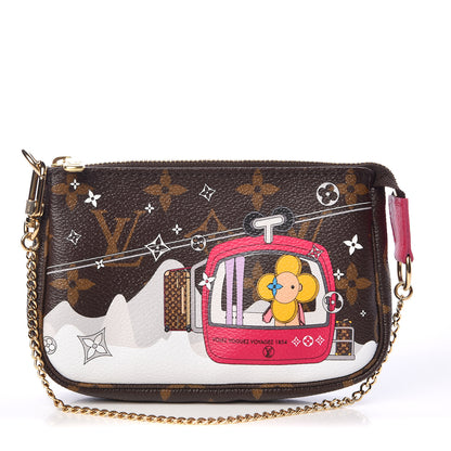 Louis Vuitton Monogram 2019 Christmas Animation Mini Courchevel Pochette Accessories Fuchsia 1 of 8