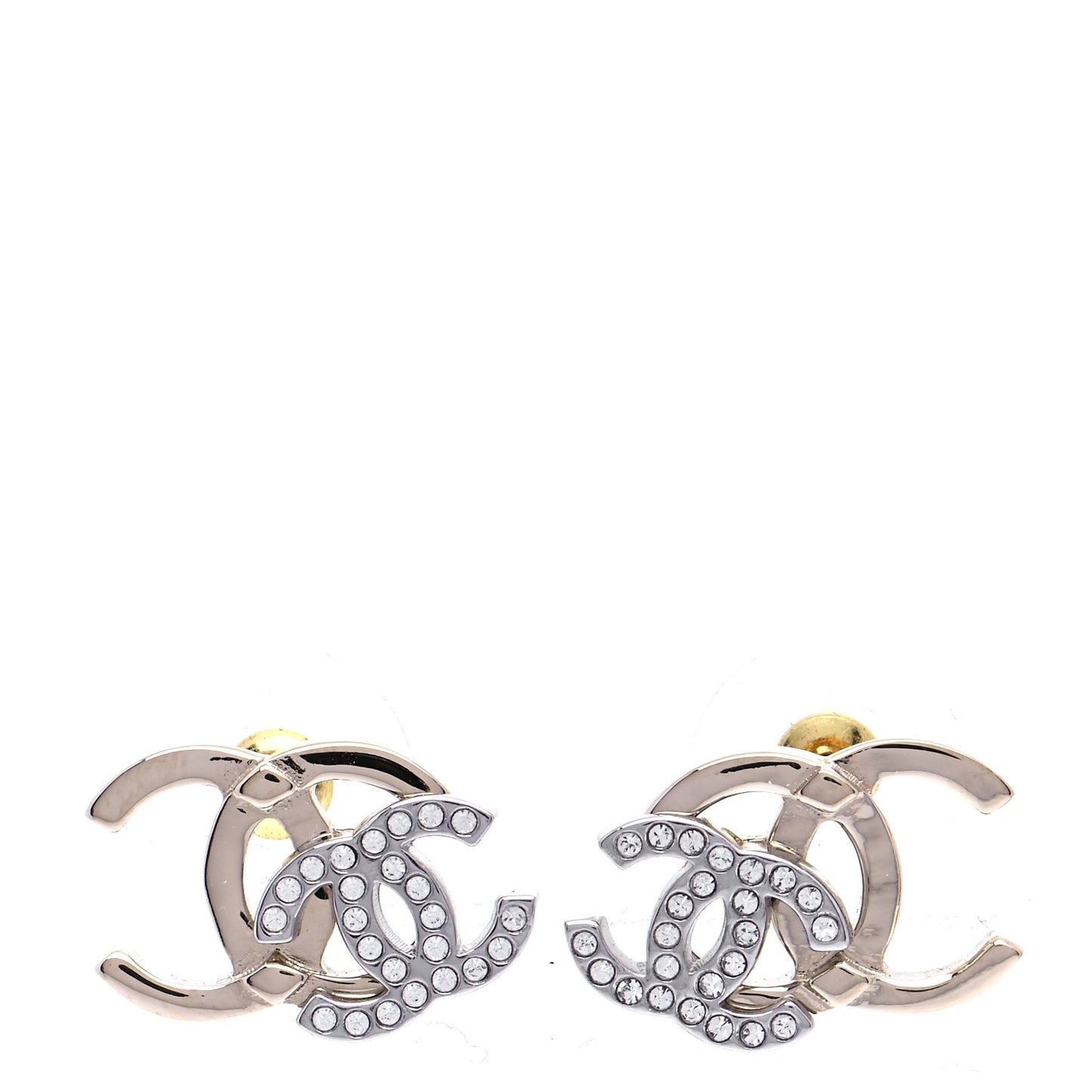 Crystal Double CC Earrings Gold Silver