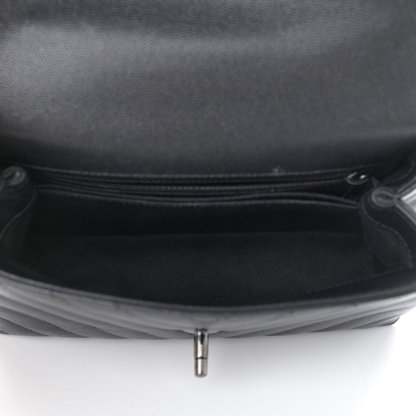 Caviar Chevron Quilted Mini Coco Handle Flap So Black